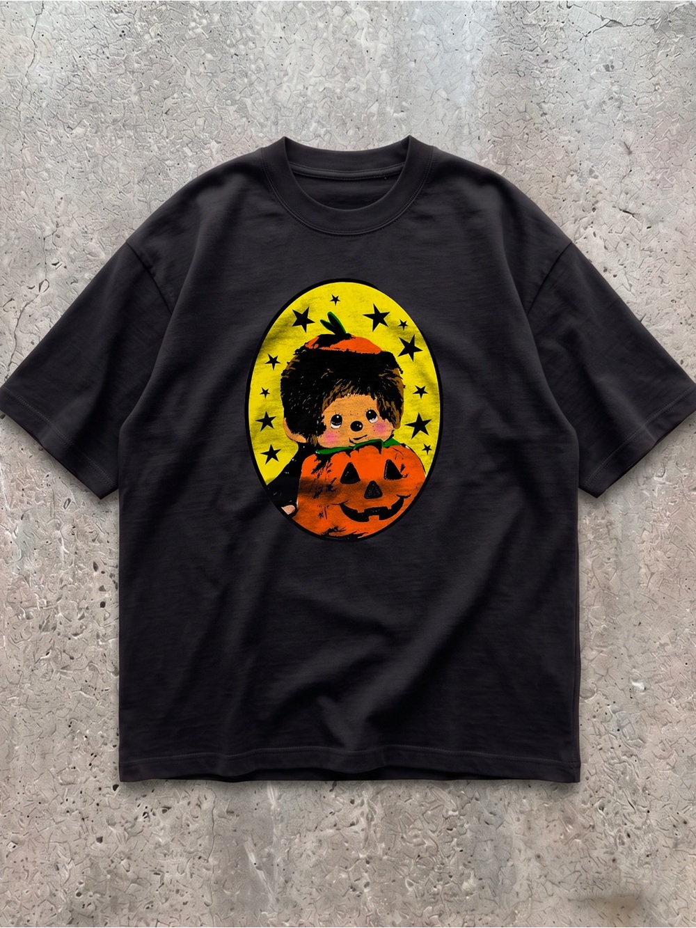 Monchhichi Halloween Pumpkin Black Graphic T-Shirt